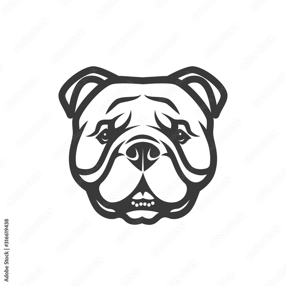 English bulldog face - isolated vector illustration English bulldog face - isolated vector illustration