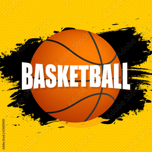 Banner template for a basketball game. Vector stock illustration.