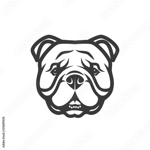 English bulldog face - isolated vector illustration