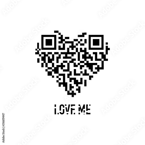 love heart qr code buy concept vector