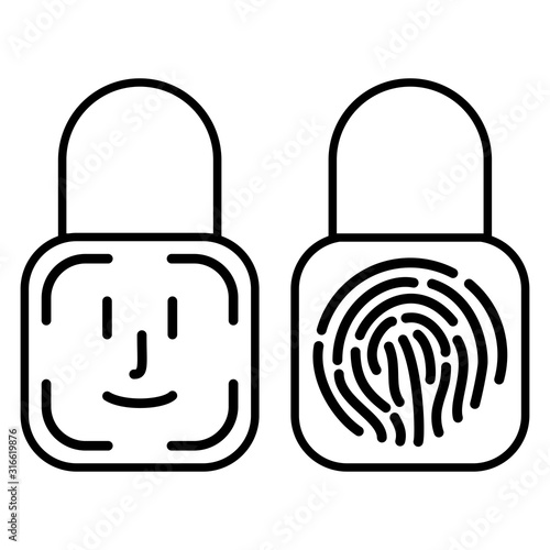 mobile id face touch lock isolated vector