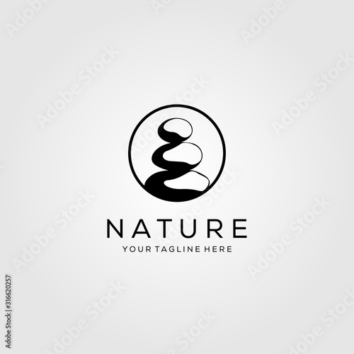 circle stone rock balancing logo spa yoga vector emblem illustration design