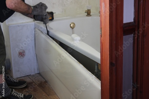 home improvements taking  out the old bathroom siute