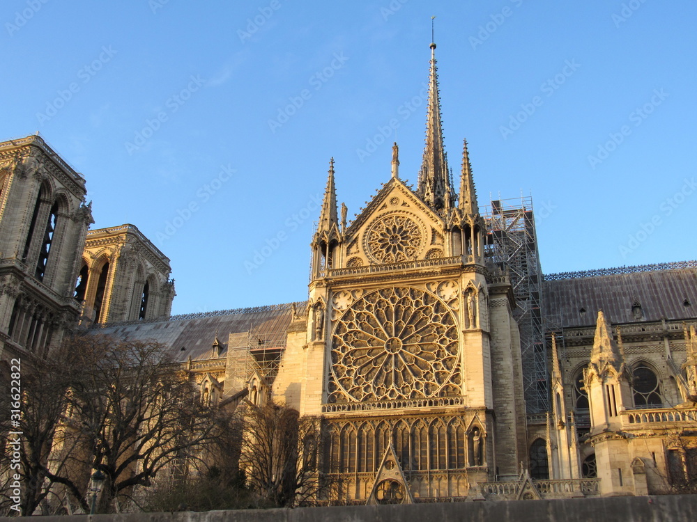 The Notre-Dame de Paris Catrholic Cathedral located in Paris, France The Notre-Dame de Paris Catrholic Cathedral located in Paris, France