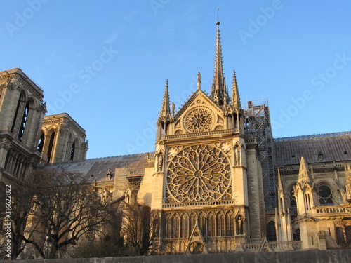 The Notre-Dame de Paris Catrholic Cathedral located in Paris, France