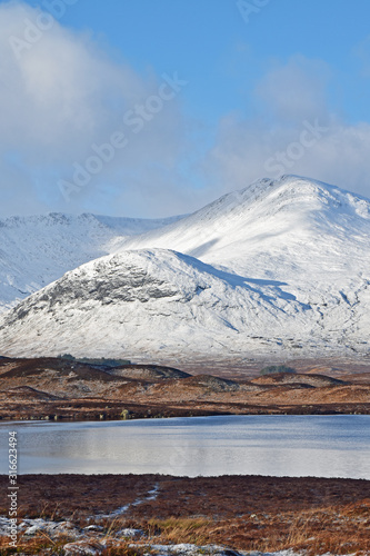 Winter landscape of Black Mount mountains in Rannoch Moor, Scottish Highlands