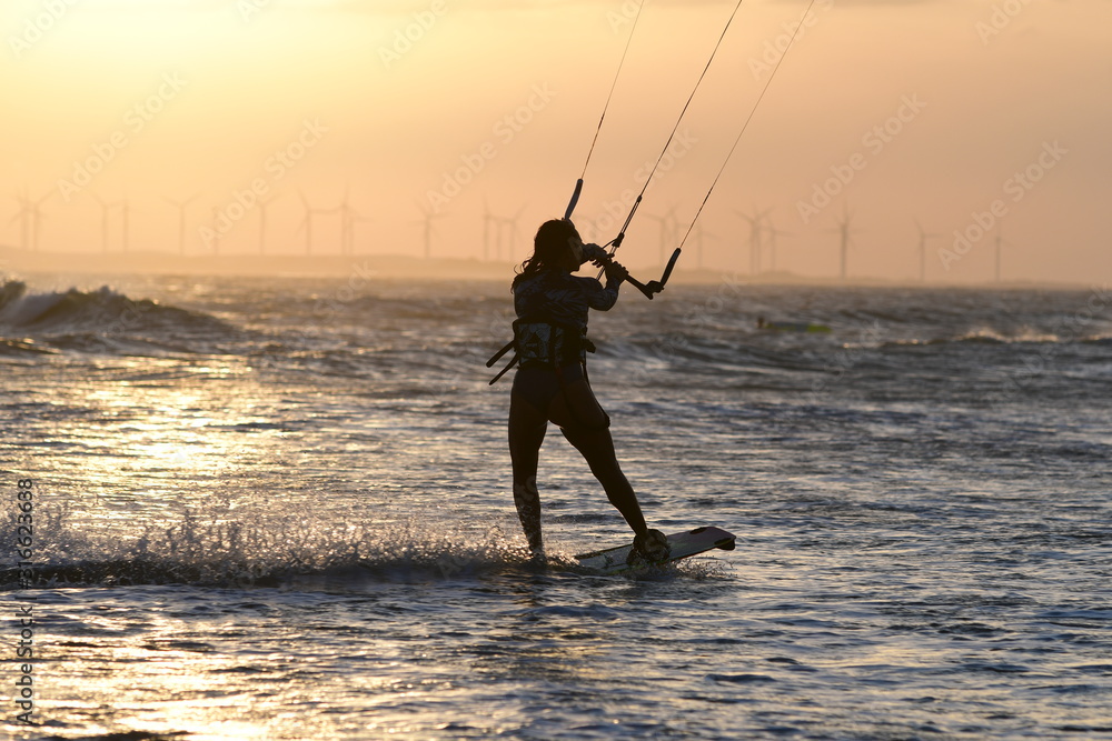 kitesurf  at sunset