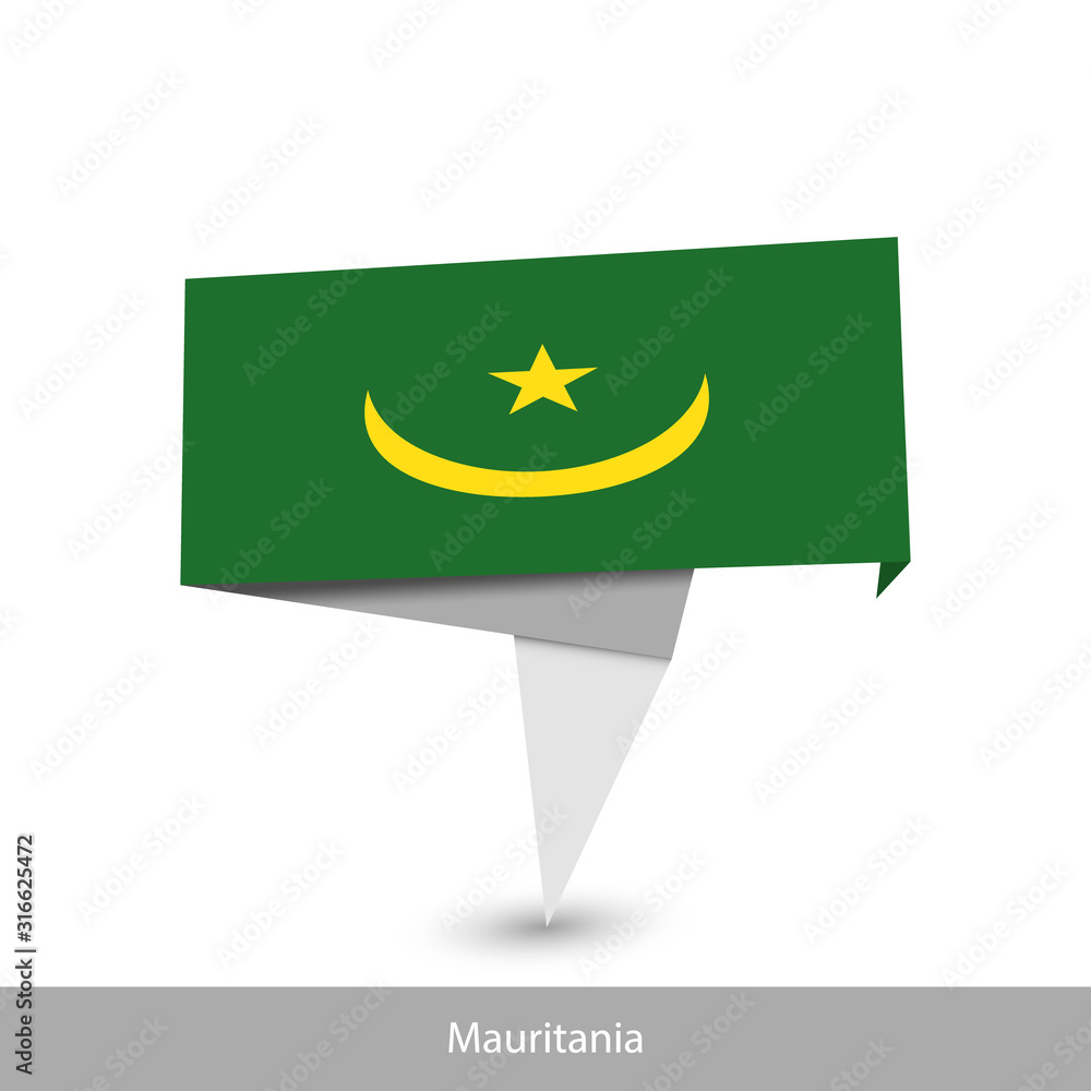 Mauritania Country flag. Paper origami banner Mauritania Country flag. Paper origami banner