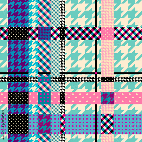 Seamless background pattern. Plaid pattern in patchwork style. Vector image