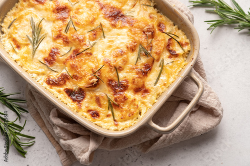 potato casserole with cream, gratin dauphinois, french cuisine photo