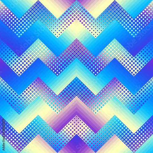 Blue chevron pattern in low poly style. Pixel art style. Vector image.