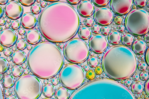 Pastel bubbles made with water and coconut oil - pink blue red yellow