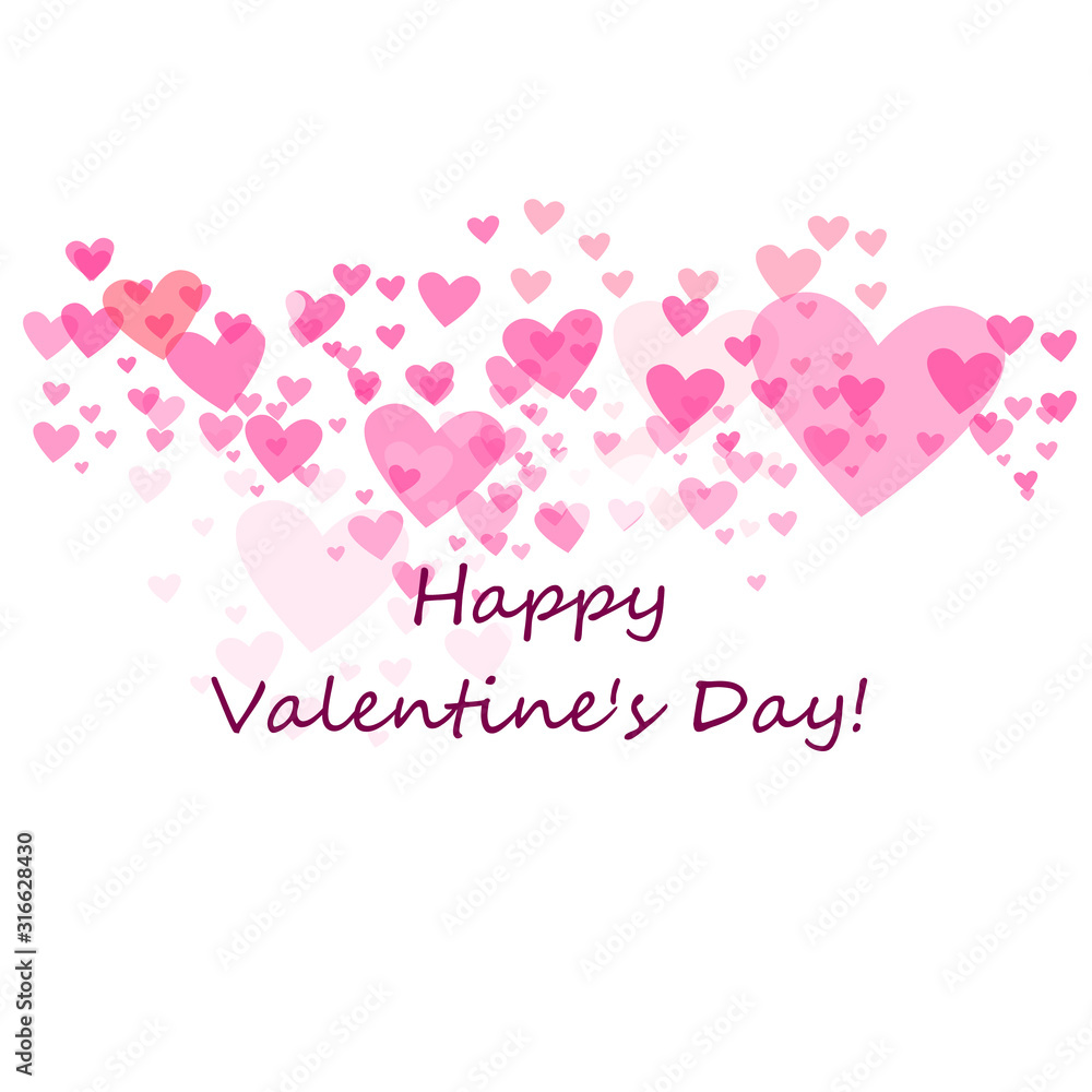 Happy Valentine's Day. A background with hearts. Vector illustration. Square postcard