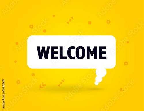 Welcome speech bubble banner pop art memphis style