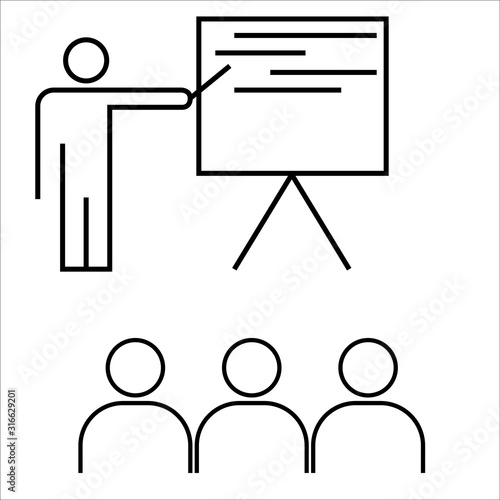 Training icon, workshop linear sign isolated on white background - editable vector illustration eps10