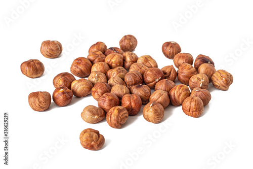 Handful of hazelnuts, peeled from the hard shell