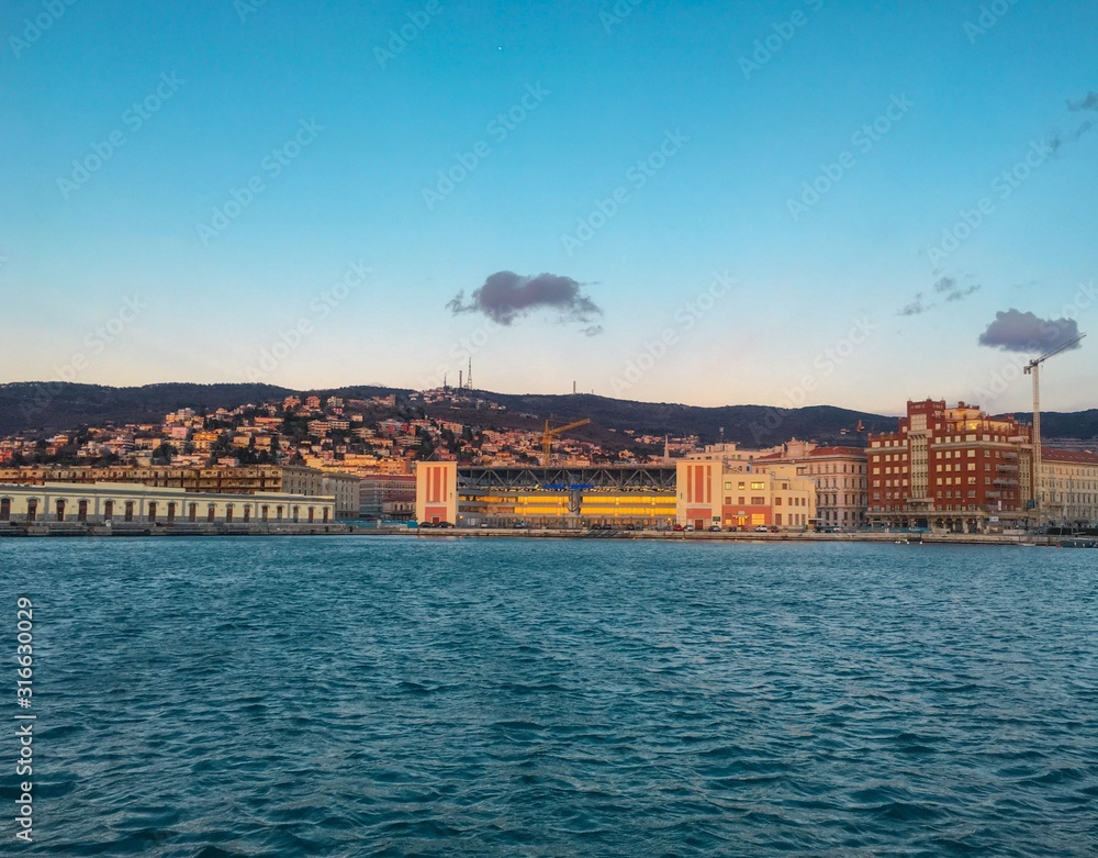 City view of Trieste at sunset