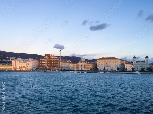 City view of Trieste at sunset