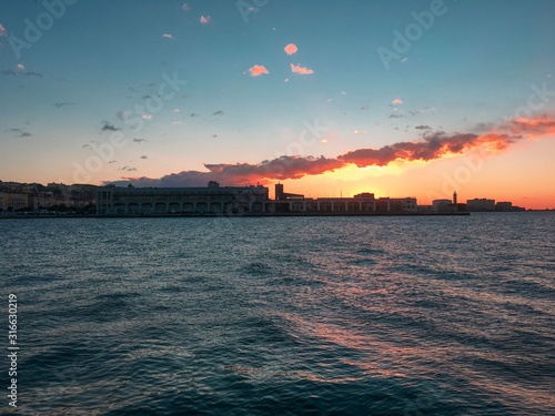 City view of Trieste at sunset