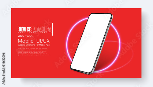 Realistic smartphone mockup. 3d isometric illustration cell phone. Smartphone perspective view. Template for infographics or presentation UI/UX design interface. vector. Web page