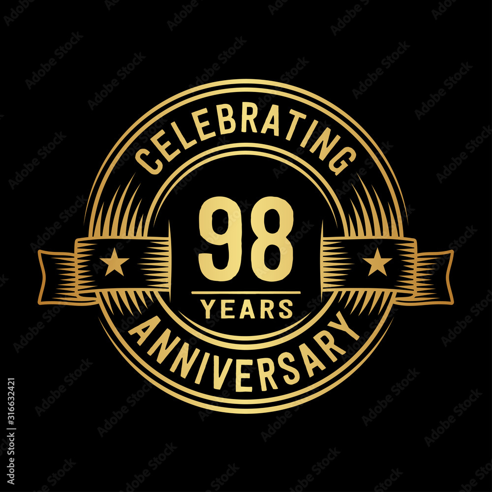 98 years anniversary celebration logotype. Vector and illustration.