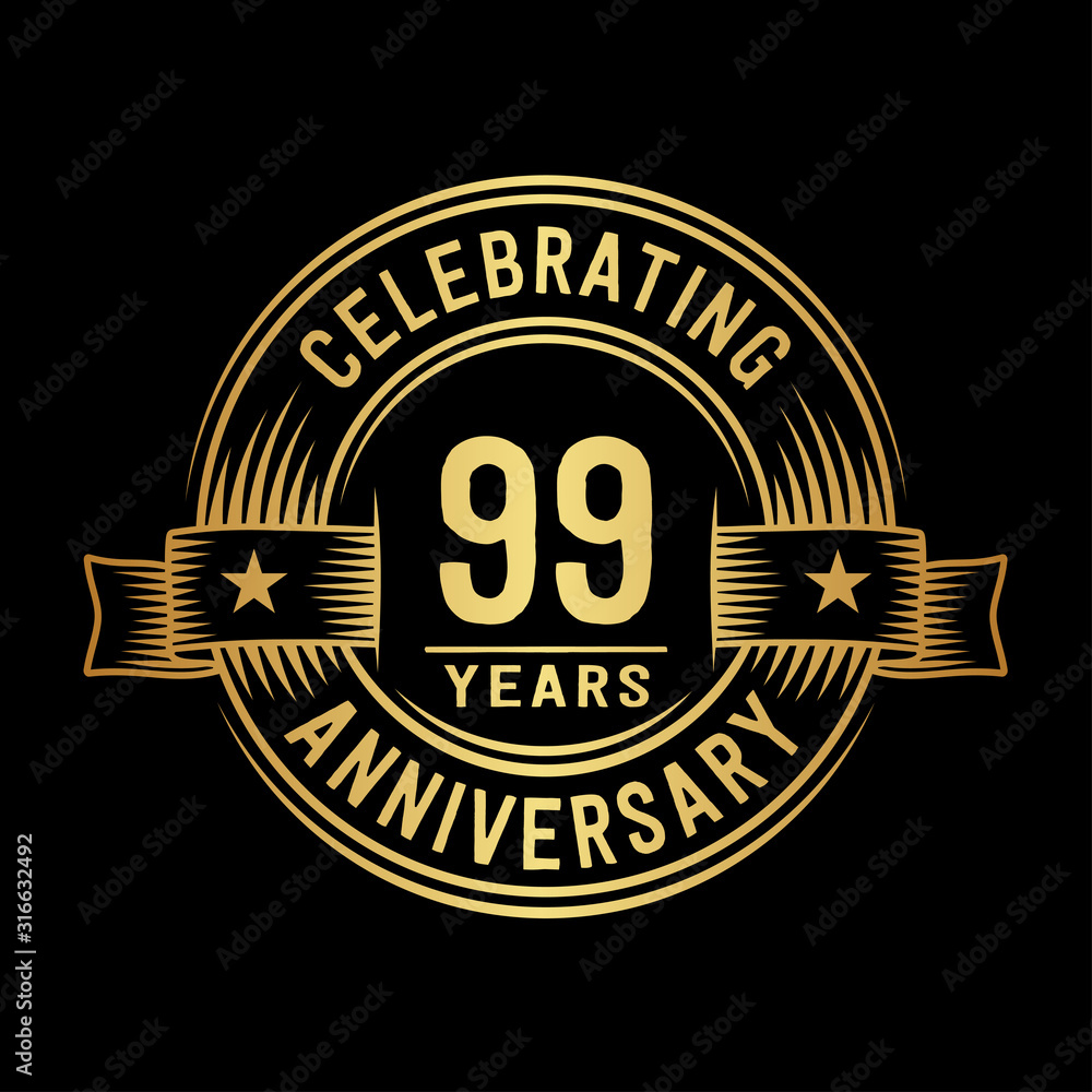 99 years anniversary celebration logotype. Vector and illustration.