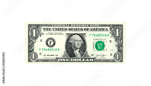 1 Dollar money realistic paper banknotes of USA - vector business art illustration photo