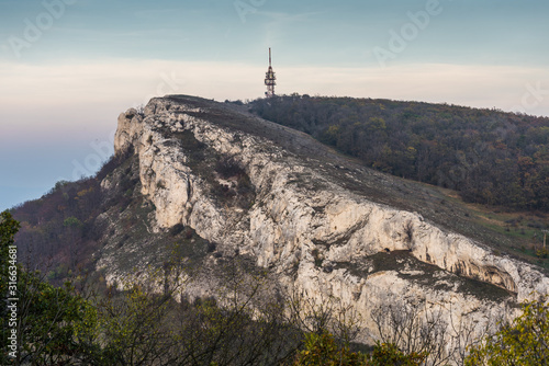 Rocky Devin Mountain with TV Transmitter in Palava Protected Area near Mikulov, South Moravia, Czech Republic