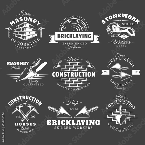Set of vintage construction labels