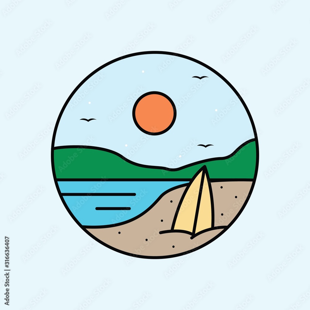 Naklejka premium beach logo design vector illustration