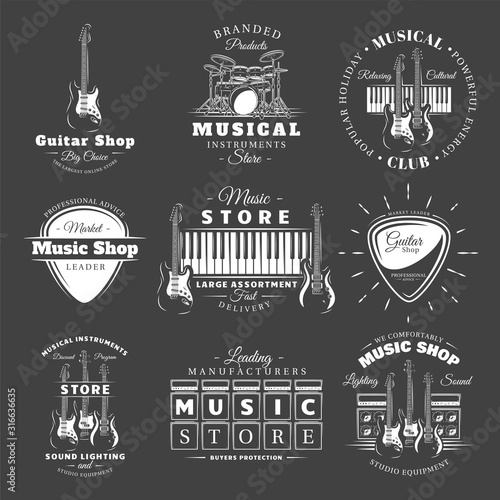 Set of vintage musical labels