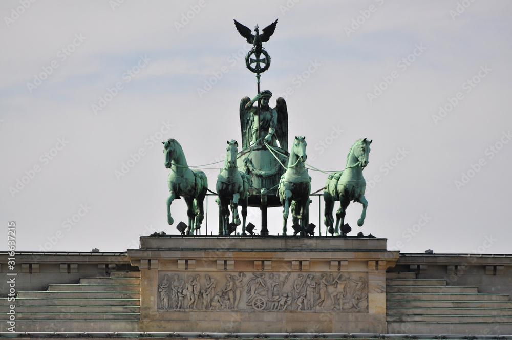 Quadriga on Brandenburg Gate in daylight