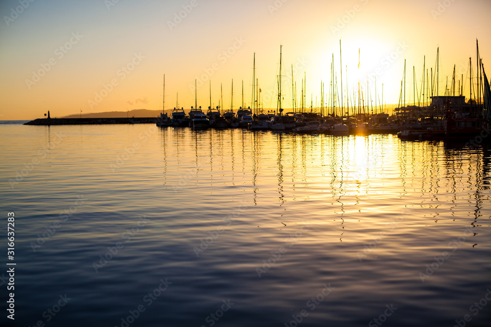 Sunset. Sunset at the port of Estepona.