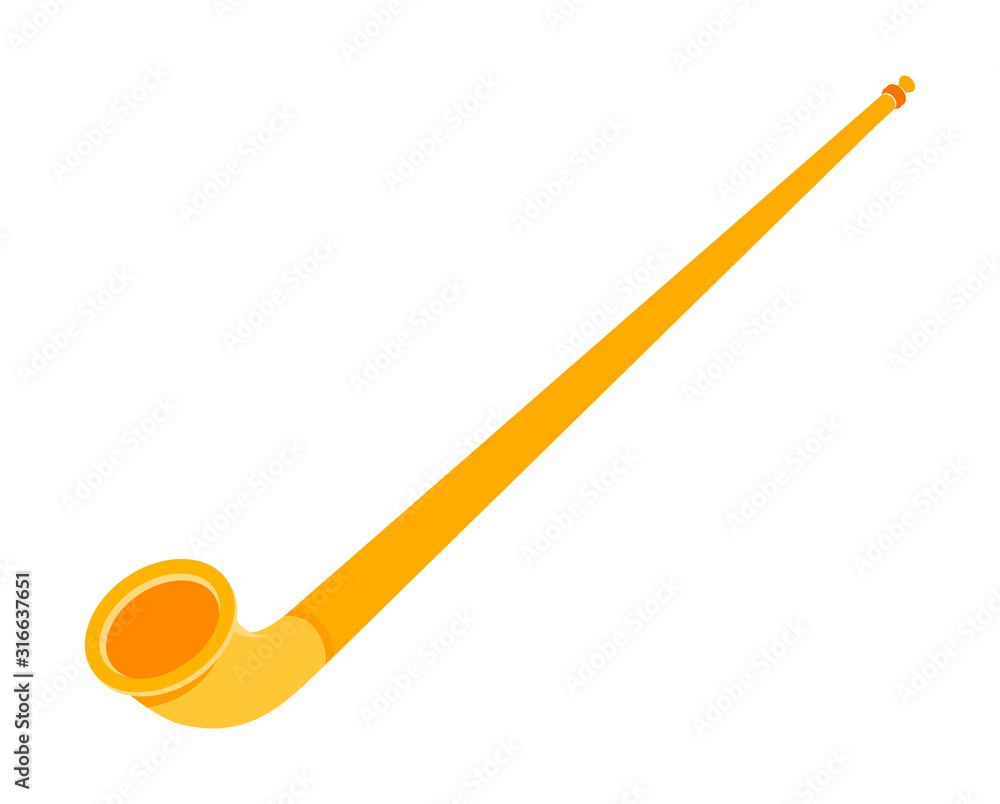 Alphorn vector icon illustration isolated on white. Flat ethnic swiss musical instrument. Alphorn vector icon illustration isolated on white. Flat ethnic swiss musical instrument.
