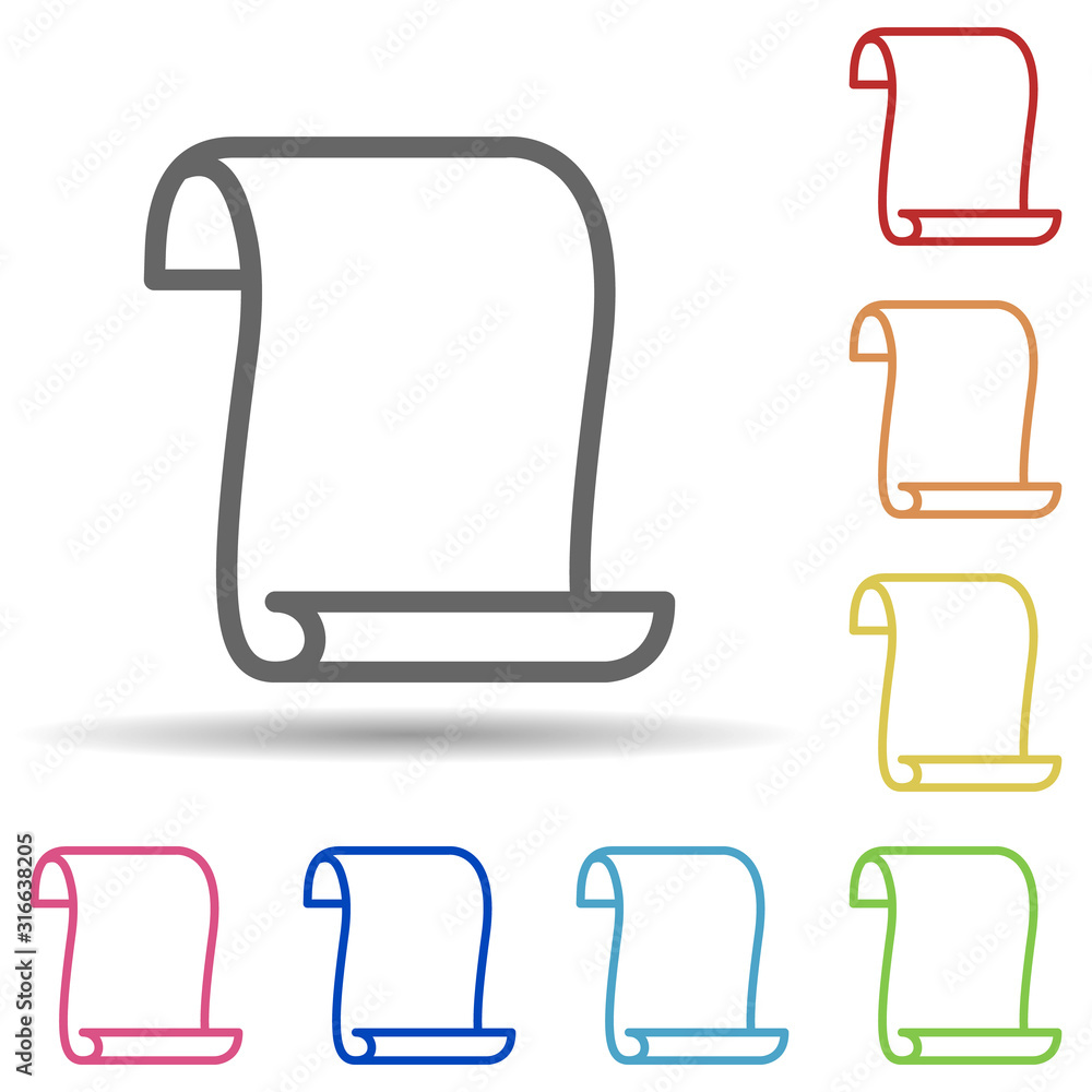 Old manuscripts in multi color style icon. Simple thin line, outline vector of theatre icons for ui and ux, website or mobile application Old manuscripts in multi color style icon. Simple thin line, outline vector of theatre icons for ui and ux, website or mobile application
