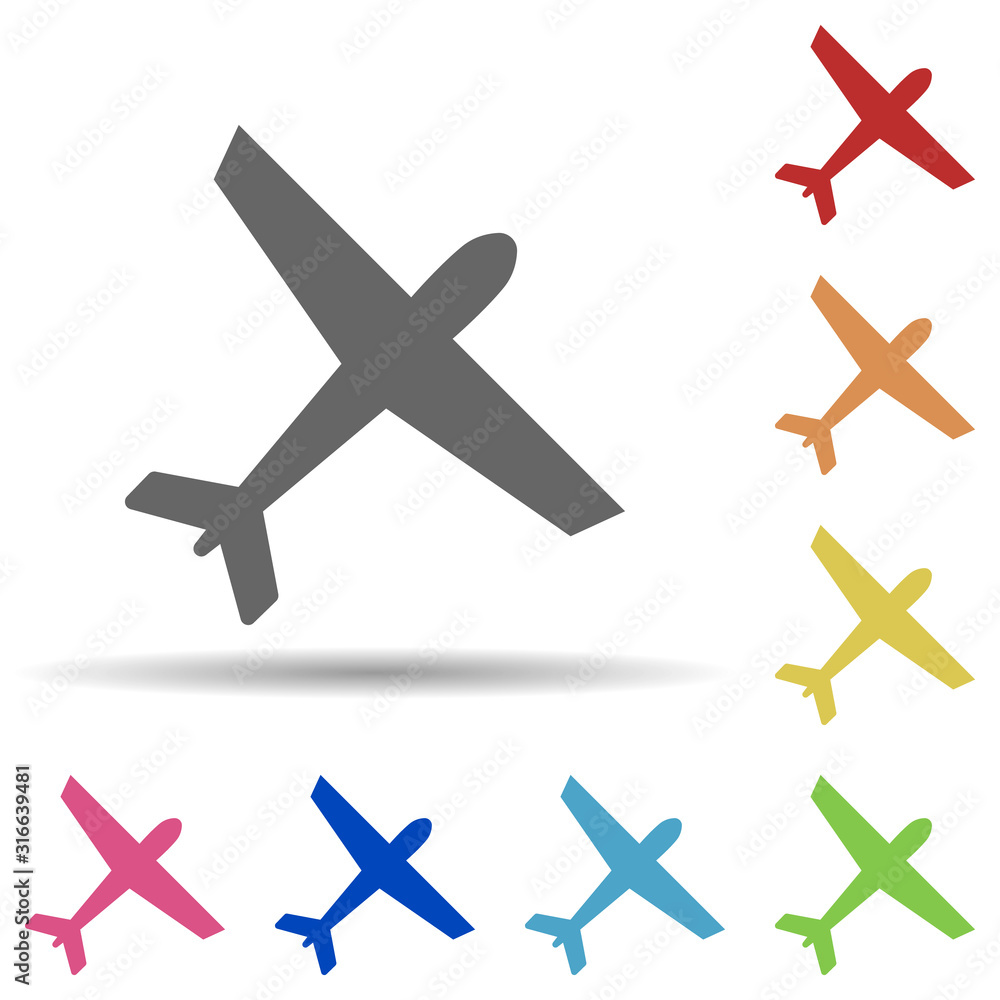 Aircraft in multi color style icon. Simple glyph, flat vector of army icons for ui and ux, website or mobile application