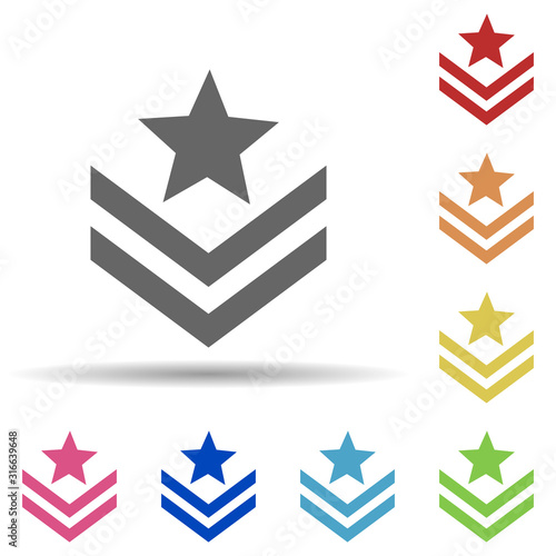 Rank on the sleeve in multi color style icon. Simple glyph, flat vector of army icons for ui and ux, website or mobile application