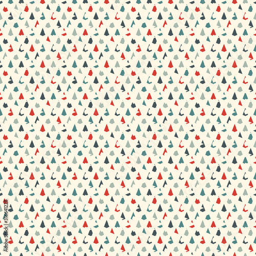 Seamless geometric pattern. Repeated mini triangles. Grunge scales or scallop texture. Kite shapes. Shabby digital paper