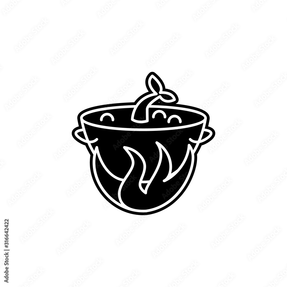 saucepan at the stake icon. Simple glyph, flat vector of camping icons for ui and ux, website or mobile application saucepan at the stake icon. Simple glyph, flat vector of camping icons for ui and ux, website or mobile application
