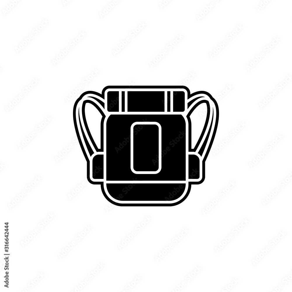 tourist backpack icon. Simple glyph, flat vector of camping icons for ui and ux, website or mobile application tourist backpack icon. Simple glyph, flat vector of camping icons for ui and ux, website or mobile application