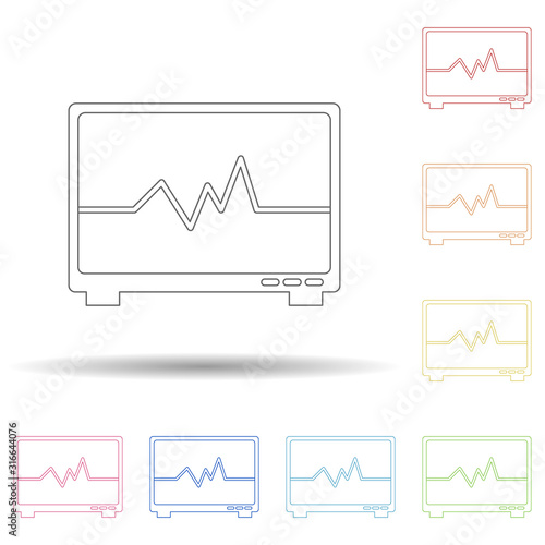 Colored cardiograph in multi color style icon. Simple thin line, outline vector of web icons for ui and ux, website or mobile application