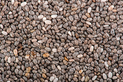 The chia seeds. Healthy superfood. Top view.