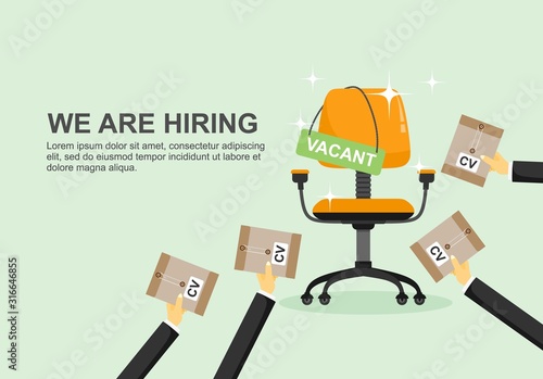 Business hiring and recruiting concept. We are hiring, banner concept, vacant position.