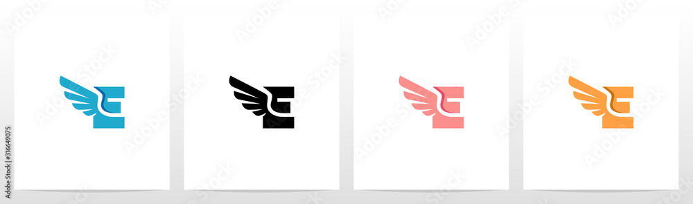 Wings On Letter Logo Design E Wings On Letter Logo Design E