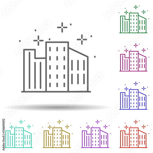 Cityscape, building in multi color style icon. Simple thin line, outline vector of geography icons for ui and ux, website or mobile application