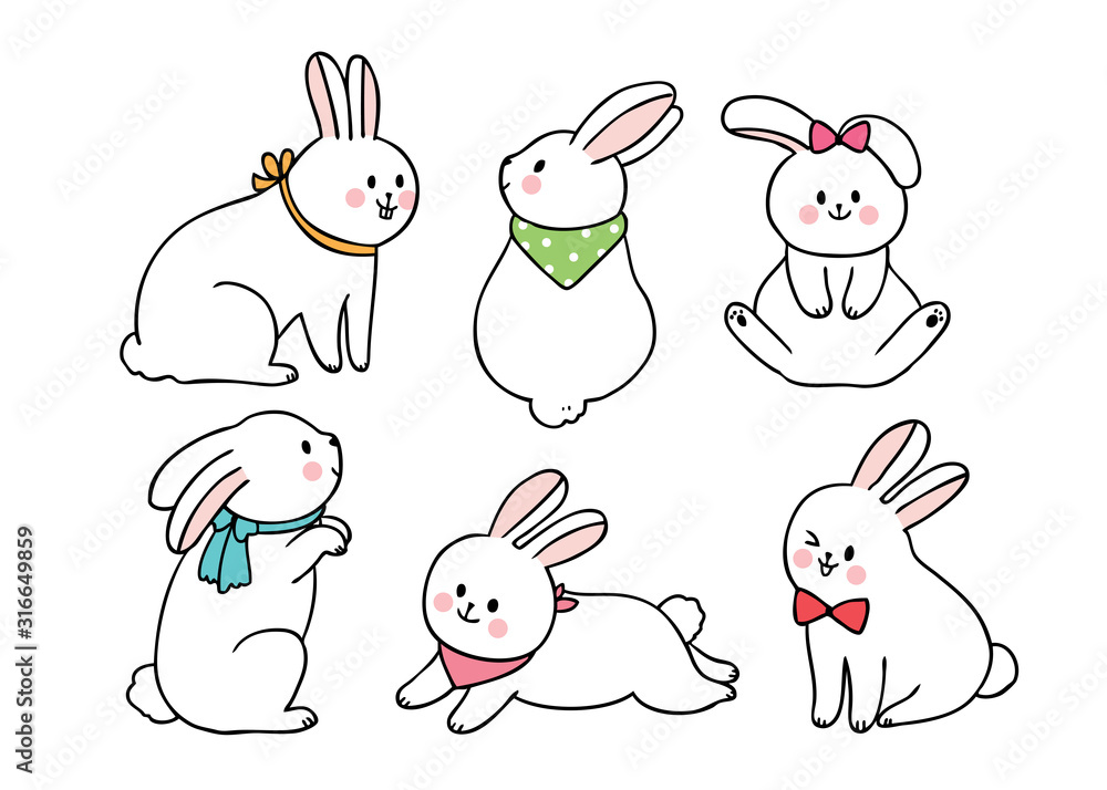 Cartoon cute Easter day actions rabbits vector. Cartoon cute Easter day actions rabbits vector.
