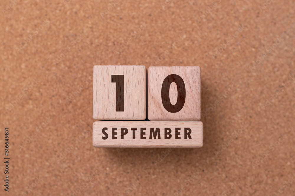 September 10 written with wooden blocks September 10 written with wooden blocks