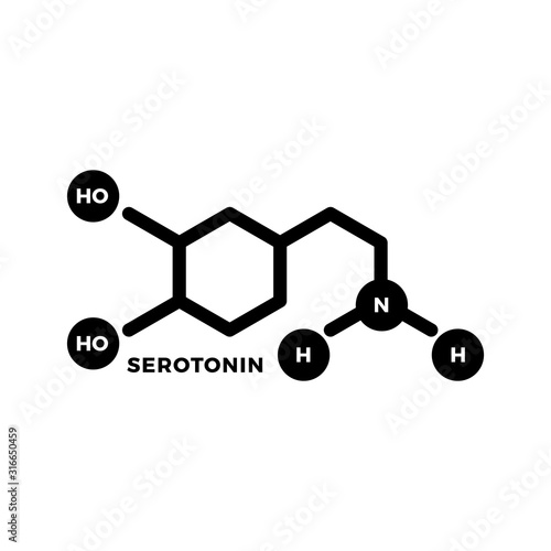 Serotonin, human hormone molecule. Isolated Vector Illustration.