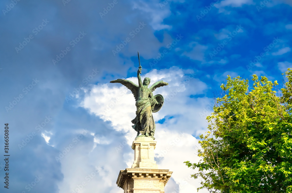 Statues on St. Angelo Bridge in Rome, Italy.