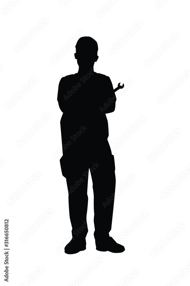 A Repairman with his tool silhouette vector